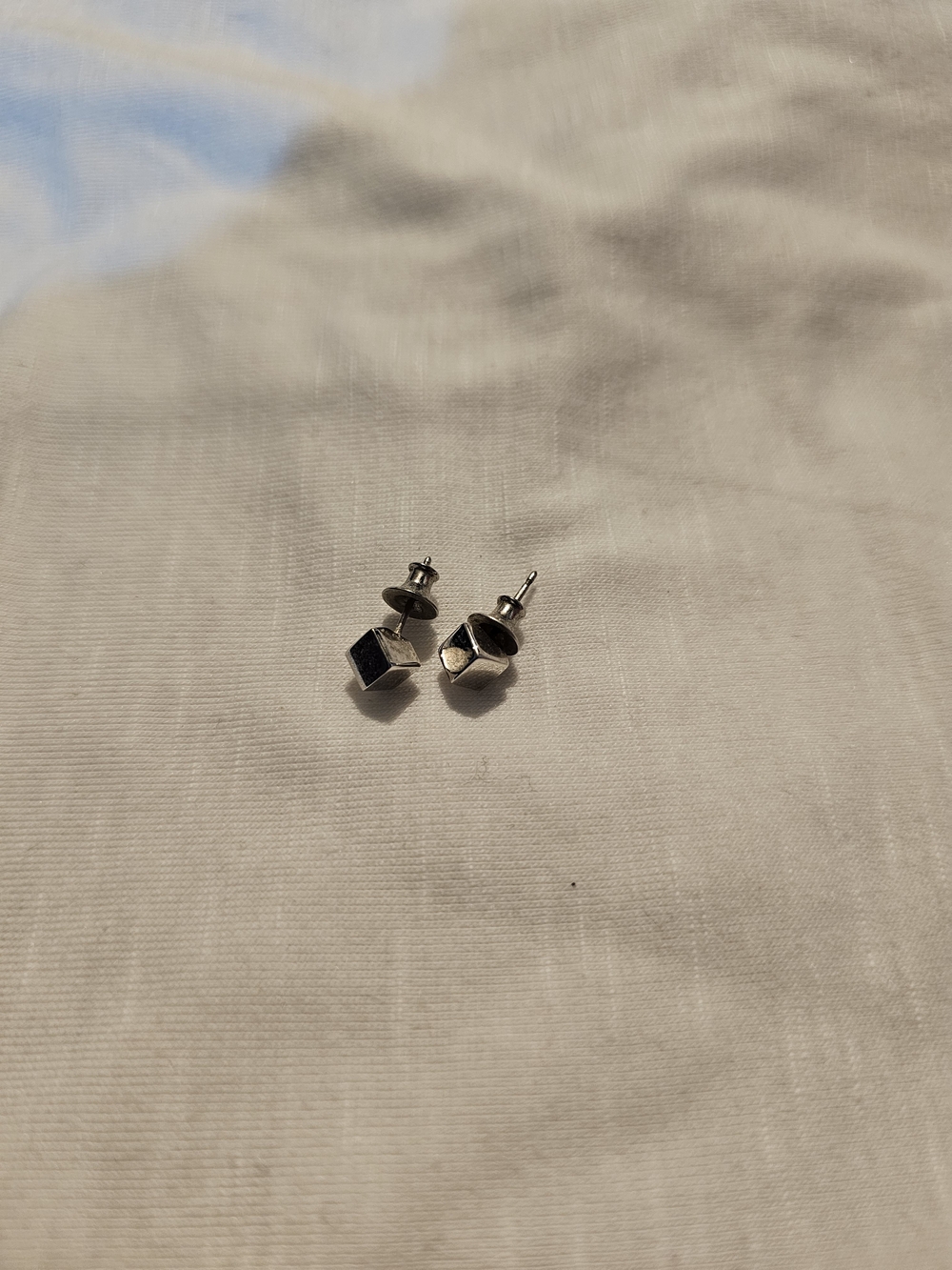 Minimal Cube Silver Stud Earrings - Women Jewelry